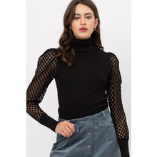 Load image into Gallery viewer, Lace Sleeve Turtleneck Top
