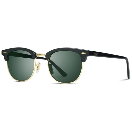 classic semi-rimless polarized retro sunglasses, gold frame with smoke green lens